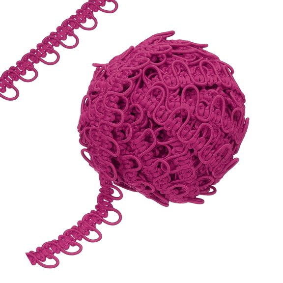 12 Yard Braid Trim with Button Loops, 5/8 Inch Dress Zipper Extender Upholstery Trim Rose Red