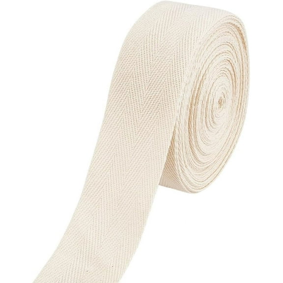 12 Yard Cotton Twill Tape Ribbon 2 Inch Beige Cotton Ribbon Twill Tape Webbing Herringbone Tape for Sewing Rug Edge Craft Binding Seam Trim