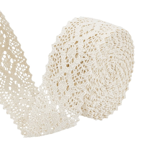 12 Yards Beige Lace Ribbon 2-1/2 Inch Wide Crochet Cotton Lace for Crafts Gift Wrapping Wedding Decoration Scrapbooking