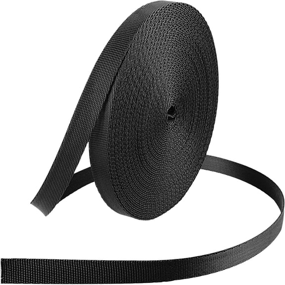 12 Yards Nylon Webbing Strap Heavy Duty Nylon Webbing Black Flat Straps 3/8 Inch Webbing Strapping for Belt Backpack Outdoor DIY Gear Repair