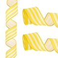 thumbnail image 1 of 12 Yards x 2" Striped Ribbon Yellow and White Wired Ribbon Linen Gift Wrapping Ribbon for Christmas Craft Birthday Wedding Festival Wreath, 1 of 7