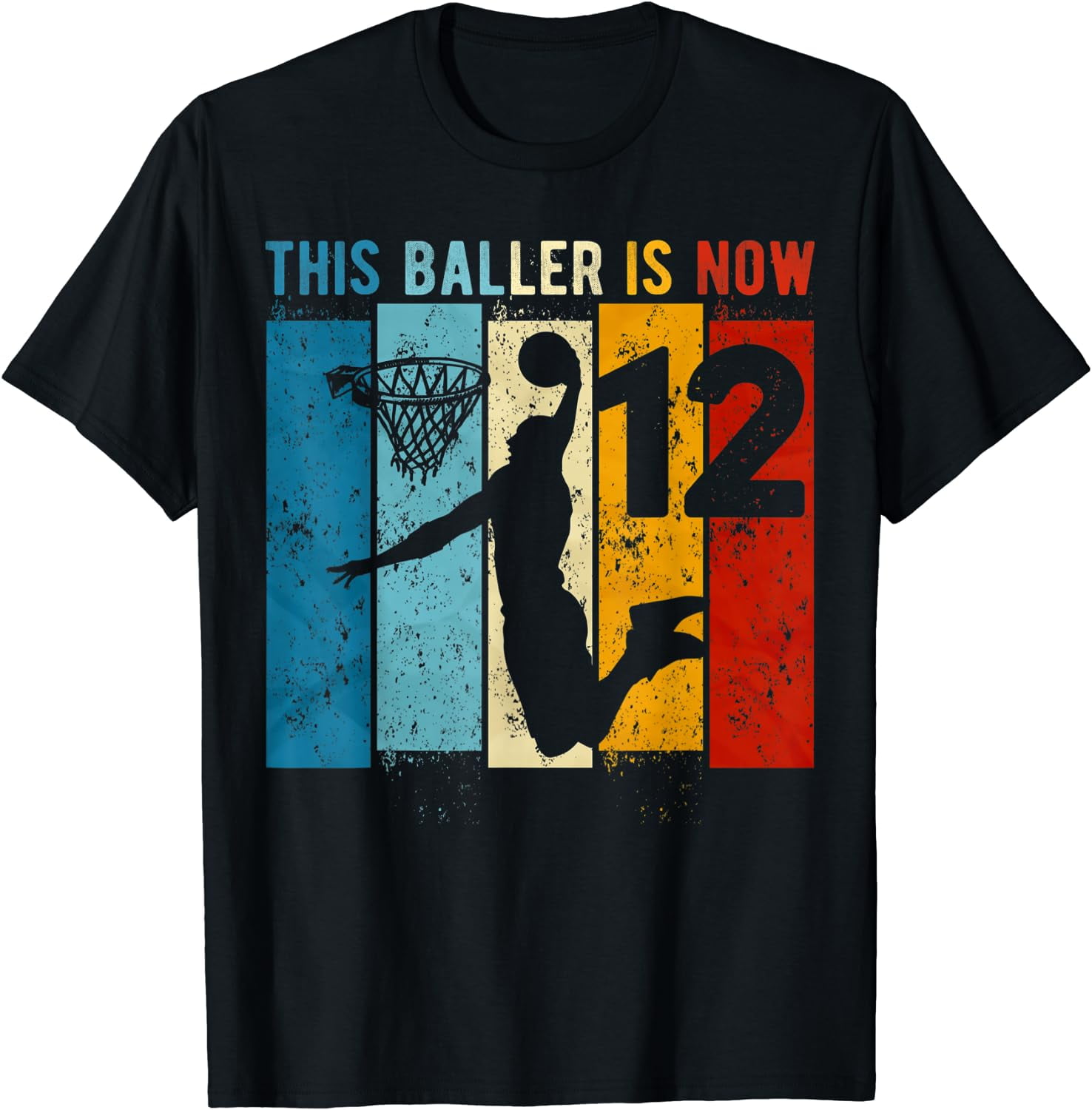 12 Year Old Basketball 12th Birthday Boy T-Shirt Black Medium
