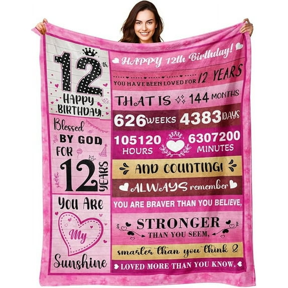 12 Year Old Girl Birthday Gifts, Birthday Gifts for 12 Year Old Girl, 12 Year Old Girl Gifts Ideas, Cool Presents for 12 Year Old Girls, 12th Birthday Gifts Decorations for Girls Blanket