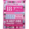 thumbnail image 1 of 12 Year Old Girl Birthday Gifts, Pink Love Rose Elements Happy Birthday Blanket, Sweet 12 Gifts for Girls Daughters Sisters Friends, 50"x60", 1 of 5