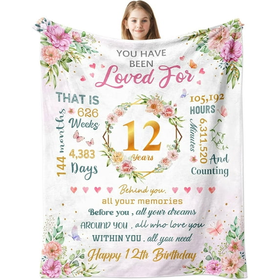 12 Year Old Girl Gifts Birthday, Birthday Gifts for 12 Year Old Girls, 12th Birthday Gifts for Girl, Presents for 12 Yr Old Girls, Girls Age 12 Gift Ideas Throw Blanket 60"x50"