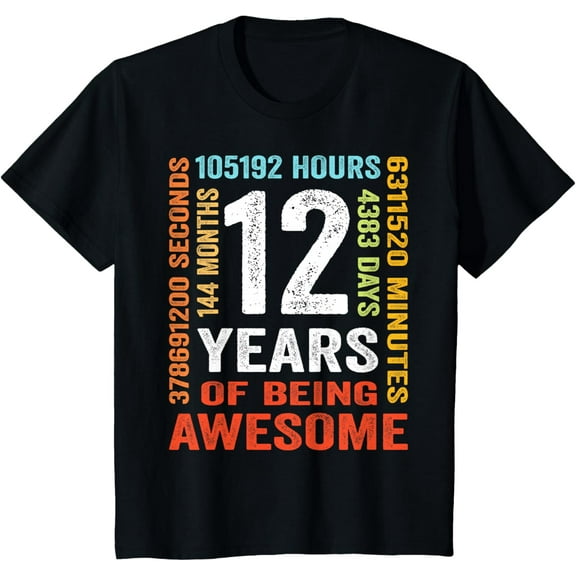 12 Years 144 Months Of Being Awesome 12th Birthday Gifts Boys T-Shirt