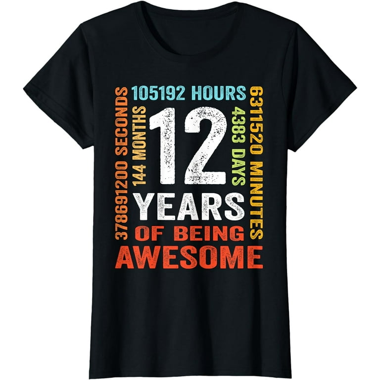 12 Years Old Shirt - 12th Birthday Vintage 144 Months Gift 12 Years Old Shirt - 12th Birthday Vintage 144 Months Gift