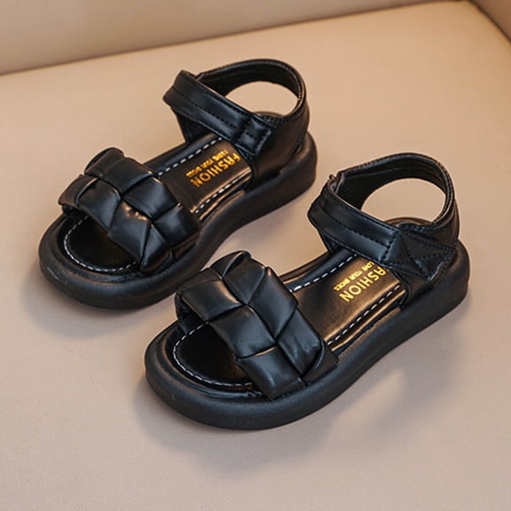 12 Years Gina Girls Sandals Open Toe Summer Flats Dress Sandals Shoes Toddler/Little Kid/Big Kid Black