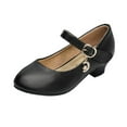 thumbnail image 1 of 12 Years Girls Dress Shoes Chunky High Heels Ankle Strap Party Wedding Princess Pump for Little Big Kid Black, 1 of 6