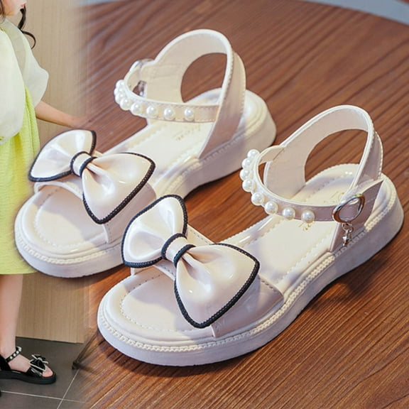 12 Years Girls Sandals Open Toe Cute Flats Dress Sandals Cross Strappy Summer Shoes Toddler/Little Kid/Big Kid White