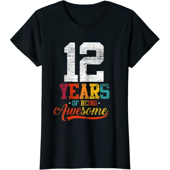 12 Years Of Being Awesome Gifts 12 Years Old 12th Birthday Short Seelve T-Shirt