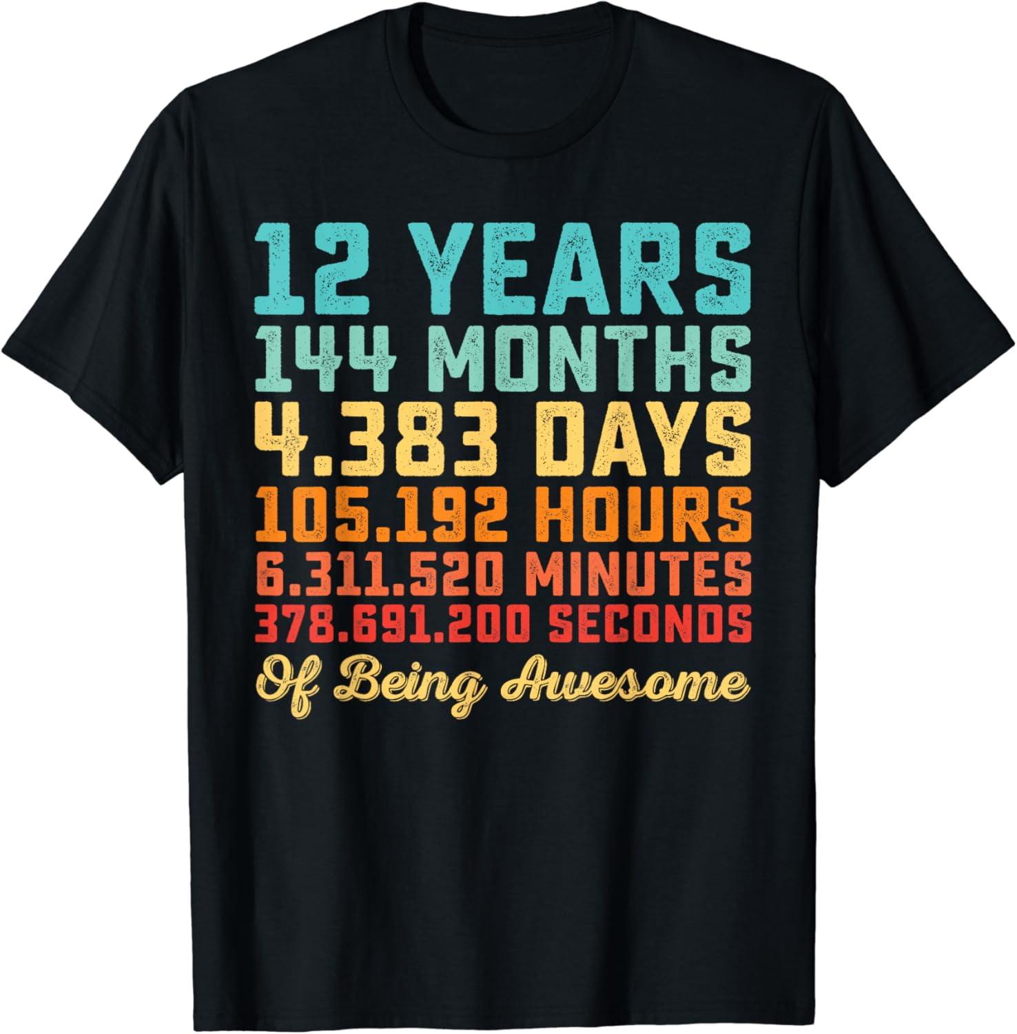 12 Years Old Birthday Quote Funny 12th B-day Math Lover T-Shirt mens t ...