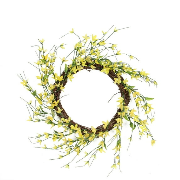 12" Yellow Green and Brown Decorative Artificial Spring Floral Twig Wreath - Unlit