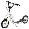 thumbnail image 1 of 12" Youth Scooter with Dual Brakes, Adjustable Height Handlebar & Inflatable Tires - White Steel Kick Scooter for Kids Age 5+, 1 of 5