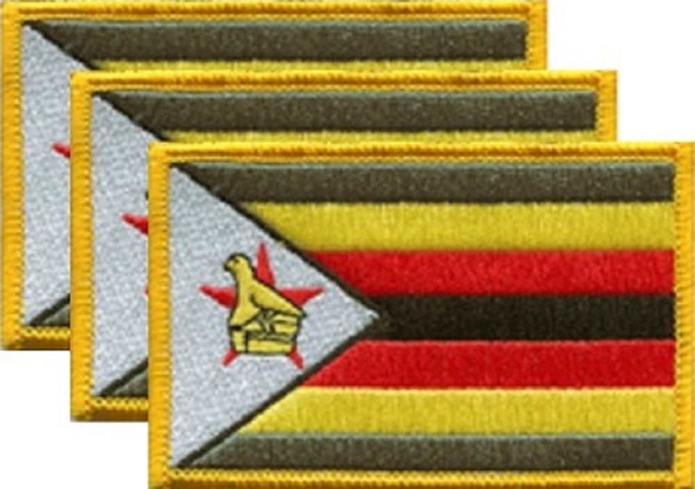 12 ZimbabweFlag Patches, Embroidered Iron On or Sew On, Measures 3.50" x 2.25"