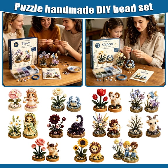 12 Zodiac Signs DIY Beaded Kit, High Quality Colorful Beads Constellation Kit, Beginner Friendly Beading Craft for Hobby & Gift (Gemini)