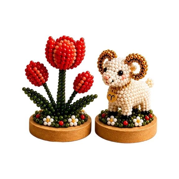 12 Zodiac Signs DIY Beaded Kit, Premium Beaded Zodiac Garden Craft Set, Easy DIY Beading Kit for Beginners Home Desktop Decor (Aries)