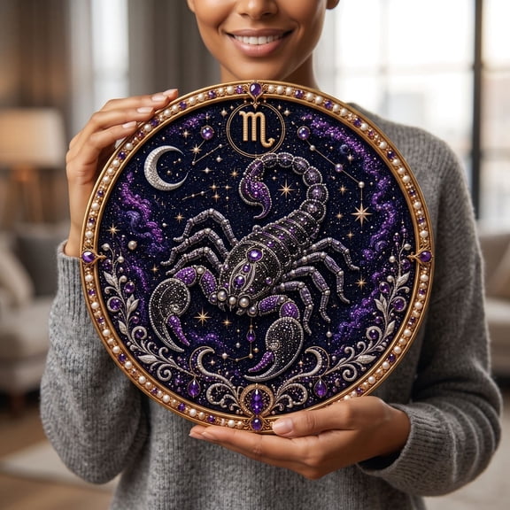 12 Zodiac Signs Pearl Art Kit, DIY Rhinestone Canvas Painting Set with Constellation Designs, Relaxing Craft Wall Decor for Adults, Birthday Gift (Sagittarius)