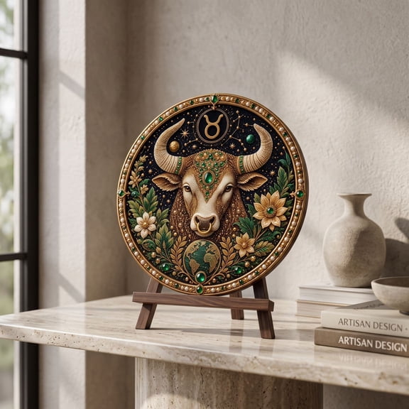 12 Zodiac Signs Pearl Art Kit, DIY Rhinestone Canvas Painting Set with Constellation Designs, Relaxing Craft Wall Decor for Adults, Birthday Gift (Taurus)