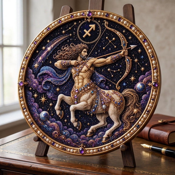 12 Zodiac Signs Pearl Art Kit, Round Constellation Themed DIY Beaded Artwork, Astrology Wall Decor Craft Set for Adults, Horoscope Birthday Gift for Zodiac Lovers