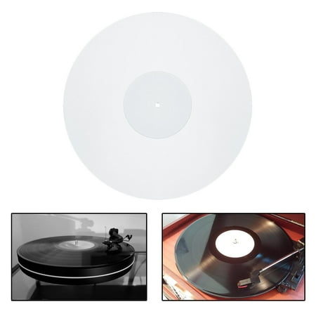 12" acrylic Turntable Mat Platter Mat Help lower Noise Phonograph Mat Turntable Platter Mat Slip Mat Improves Sound for Record Players white