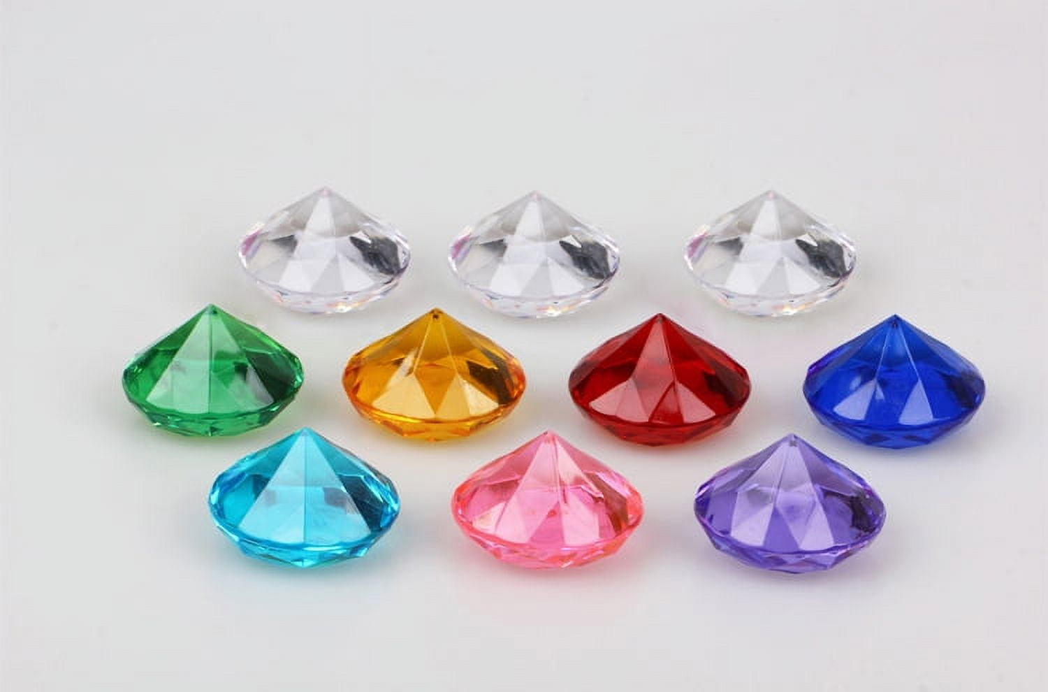 12 beautiful different colored Diamond Shaped Crystal Clear Gems Suits as decoration materiel,Kids treasure