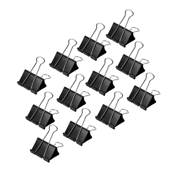 12 black clips, each clamped tightly, smooth and sturdy clips, small clips