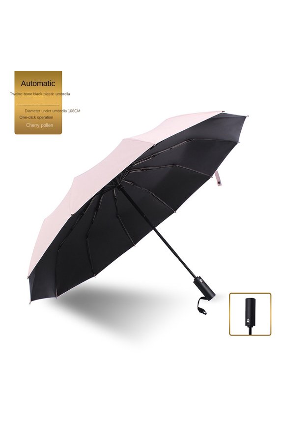 12 bone fully automatic sunshade umbrella for men, super large, UV resistant, reinforced, wind resistant, business folding umbrella, rain and shine dual-purpose umbrella