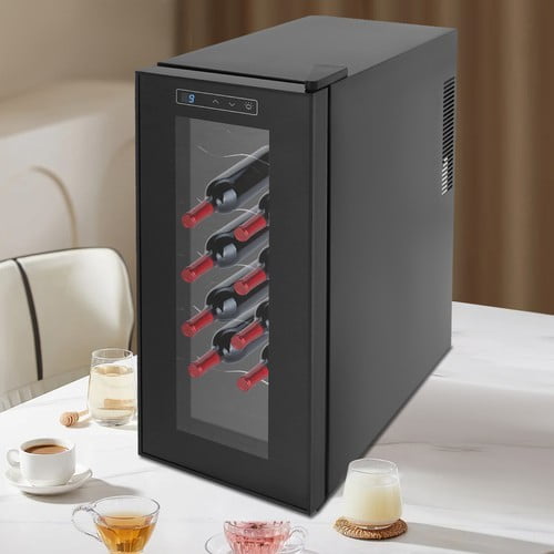 12-bottle Wine Fridge, Champagne Wine Fridge, Bars Wine Cooler Refrigerator USA For Storing Red Wine, Champagne, Brandy, Semi-Dry Red Wine