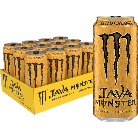 (12 cans) Java Monster Salted Caramel, Coffee + Energy, 15 fl oz