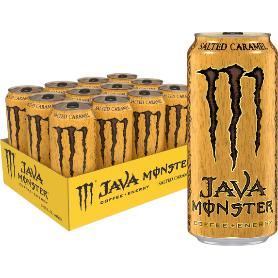 (12 cans) Java Monster Salted Caramel, Coffee + Energy, 15 fl oz