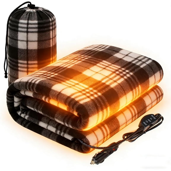 12 car heating blanket, car truck electric blanket with timer, portable heating travel blanket, with setting function, including storage bag (57