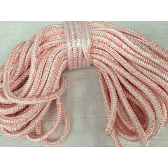 12 carrier 24 strand Polyester 5/8" x 100 feet arborist white/orange tree rope