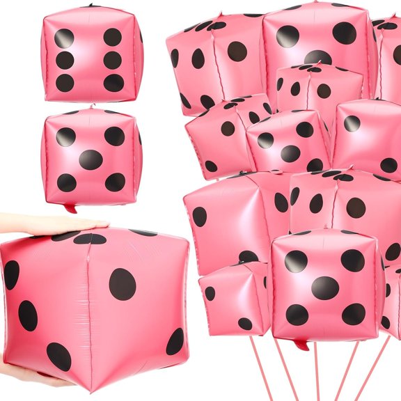 12 count Balloons for Theme Party Decoration Inflatable Cube Foil 4d Square Large Balloons for Las Vegas Night Birthday Party Supplies