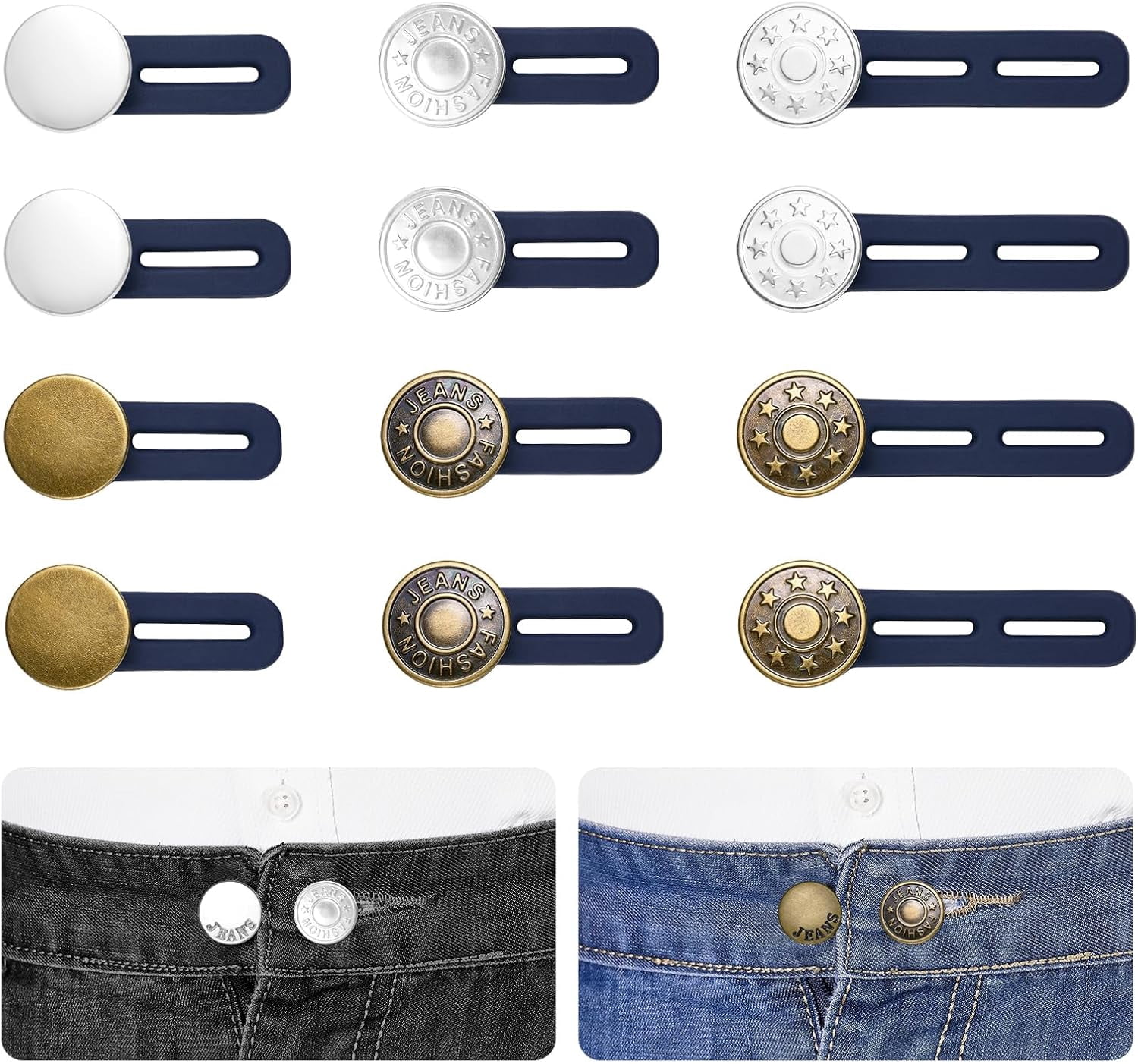 Button Expanders 12 count Button Extenders for Jeans, Elastic Pant Extenders for Women ...