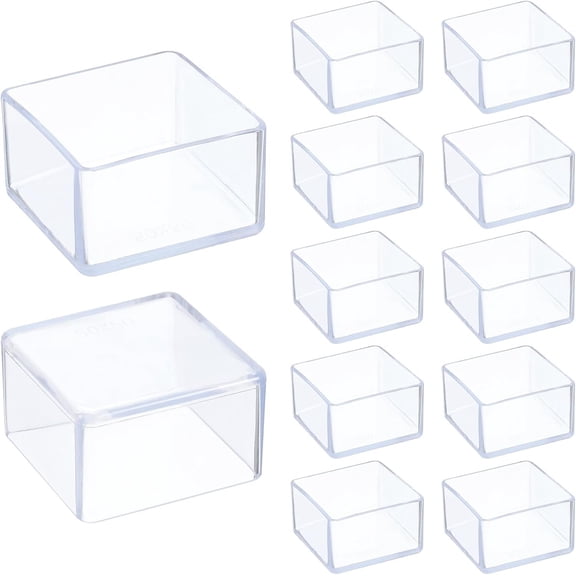 12 count Chair Floor Protectors 2 x 2 Inch Non-Slip Chair Caps Covers, Square Furniture Protectors for Hardwood Floors Noise and , Clear