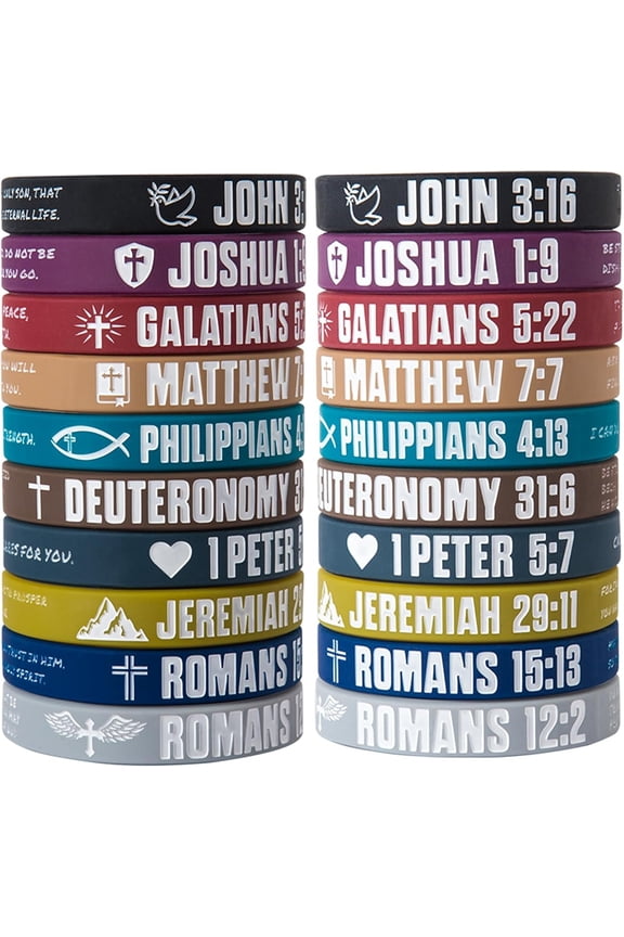 12 count Christian Verses Wristbands-Popular Verses Faith Rubber Bracelets-Religious Gifts- Bracelets for Men Women