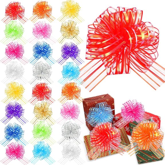 12 count Easter Large Pull Bows for  Wrapping 6" Basket Multi-Colored Ribbon Pull Bows Easter  Bow for Presents Wedding Baskets Wrapping Boxes  Bottles Flower Holiday Decorations