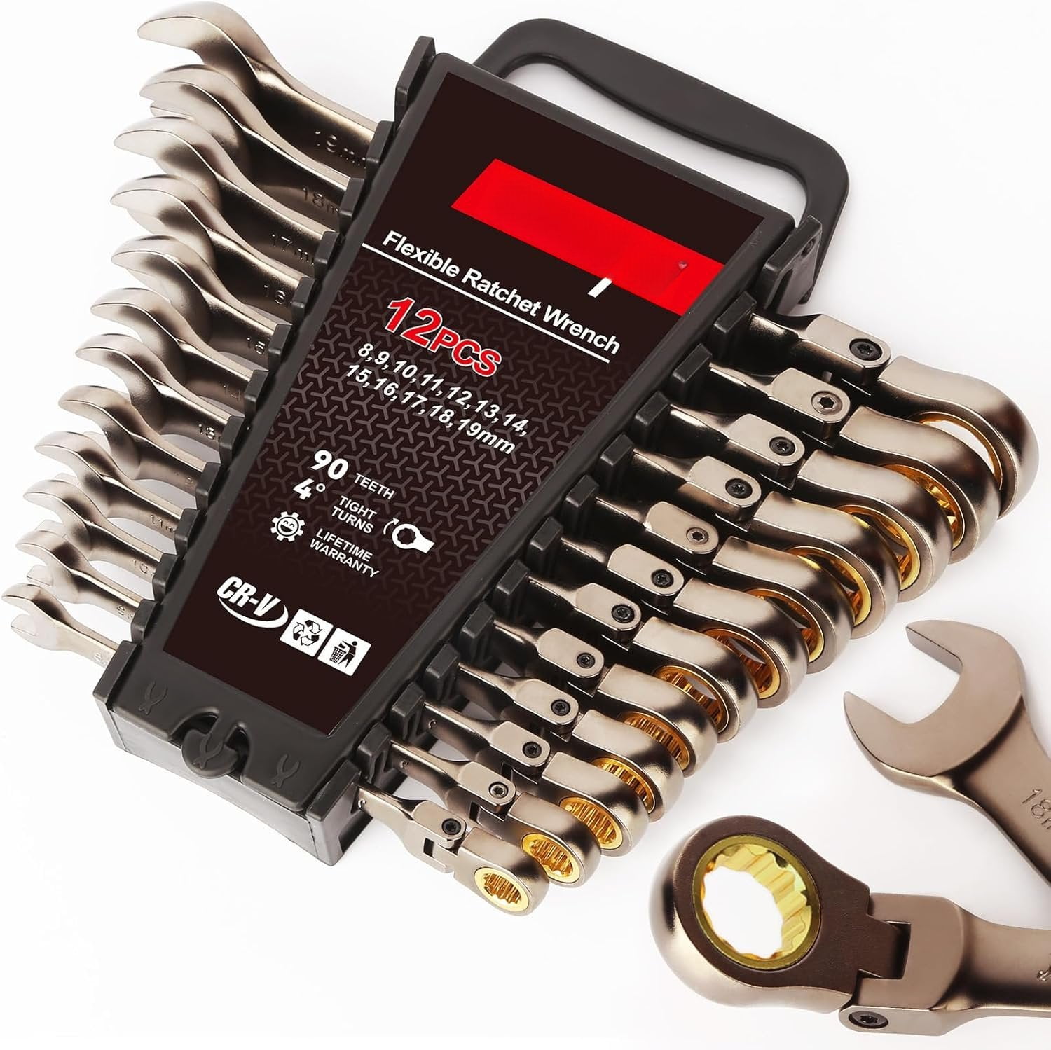 12 count Flex Ratcheting Wrench Set 90 , Metric Combination Ratchet ...
