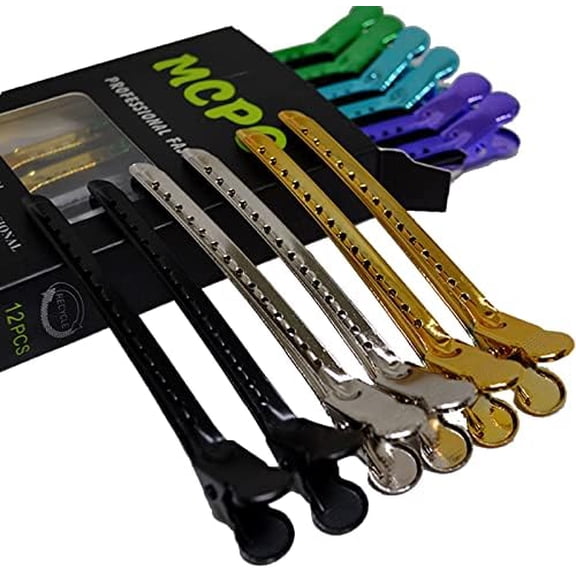 12 count Hair Clips, Duckbill Clips for Styling, Sectioning and Curling by Hairdresser or , 6 Colors, Choice for Stylists and Girls, Portable and Easy to Carry