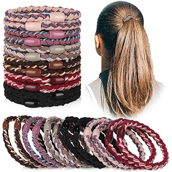 12 count Hair Ties Braided Elastic Hair Bands Ropes Braided Ponytail ...