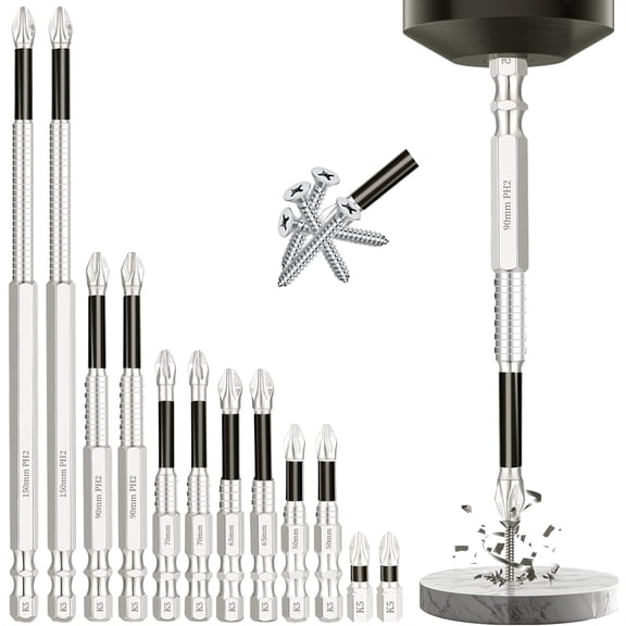 12 count High Drill Bit Set, Drill Bit Set,k5 Resistant Non Slip Bit,Upgrade Fixion Tools Drill Bits-25 50 65 70 90 150mm