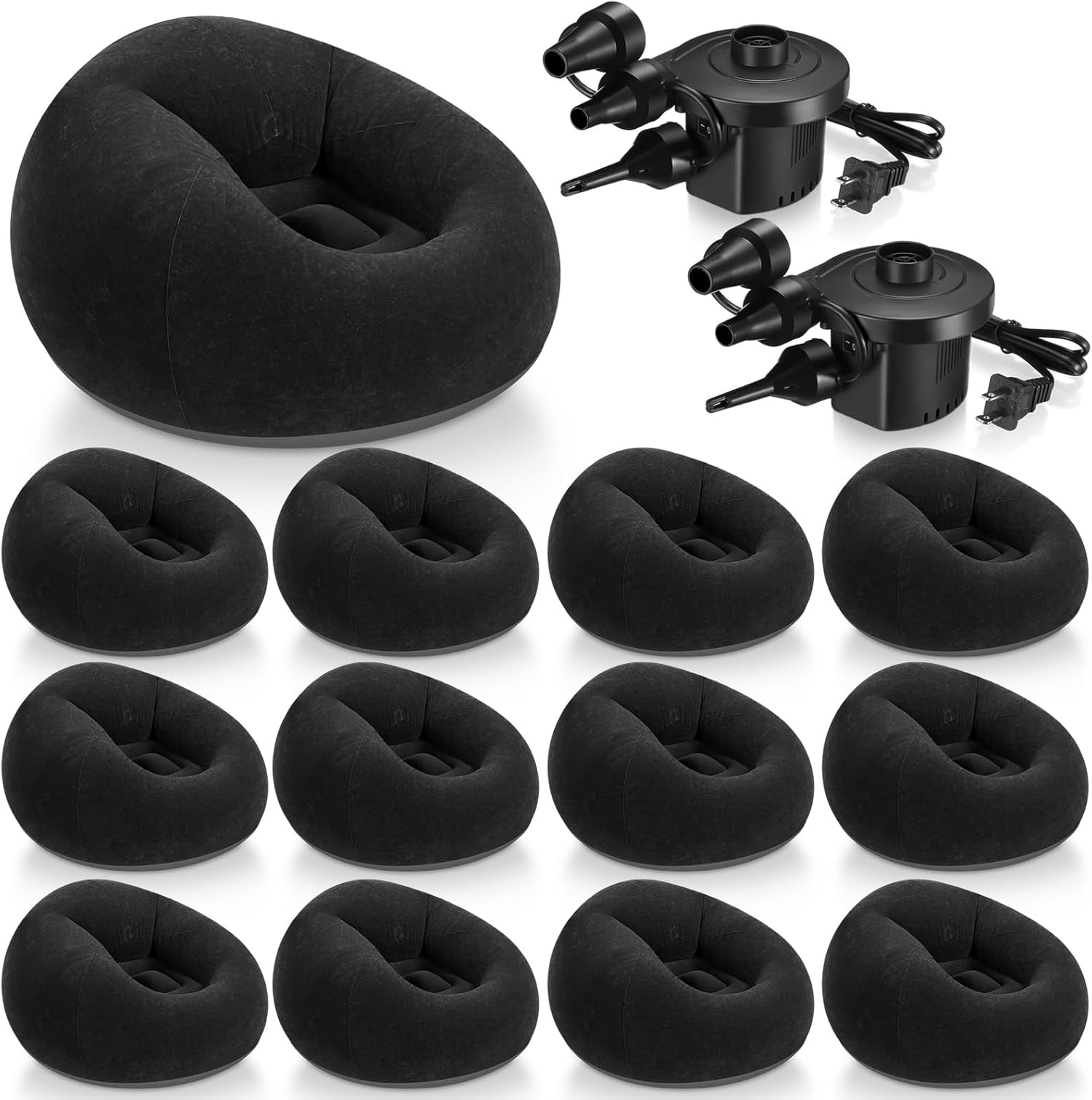 12 count Inflatable Bean Bag Chairs for with Air Pump, Blow up Couch ...