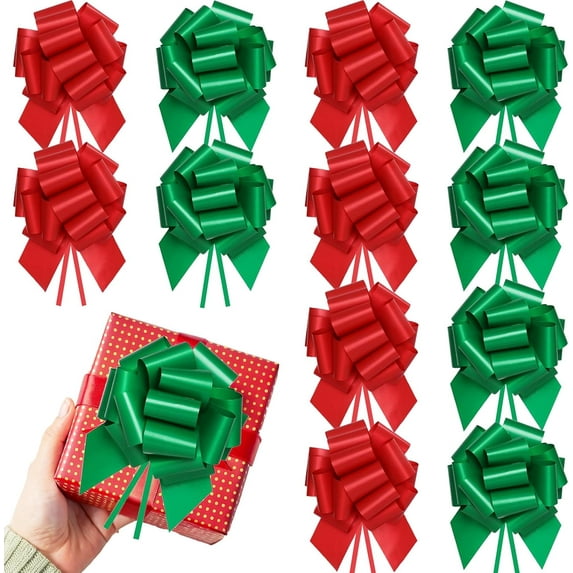 36 Christmas Gift Bows - Large Pull-Apart Bows For Present Wrapping, Xmas Tree Decor