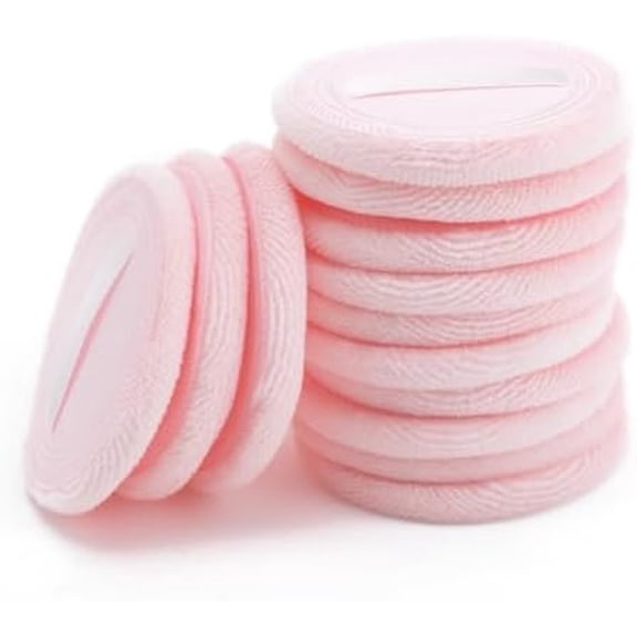 12 count Loose  Puff, 2.36 Inch Round Velour  Makeup  Pads, Soft Compact Setting  Puff with Ribbon, Puff Pads for Loose , Setting