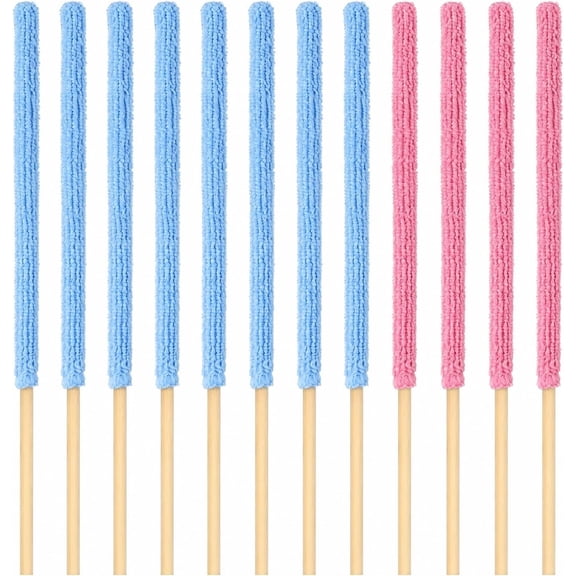 12 count Microfiber Detail Duster Sticks, Mini Cleaning Tool for Crevices, Vents, Fan , Window Blinds, and Small Spaces (Blue & )
