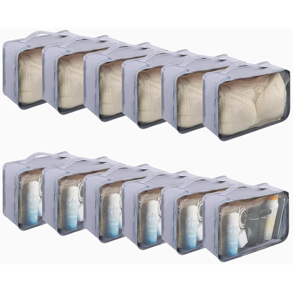 12 count Packing Cubes Luggage Organizers Small Mesh Clothing Underwear Bag Foldable Laundry Bags for Travel Hiking Camping Backpacking