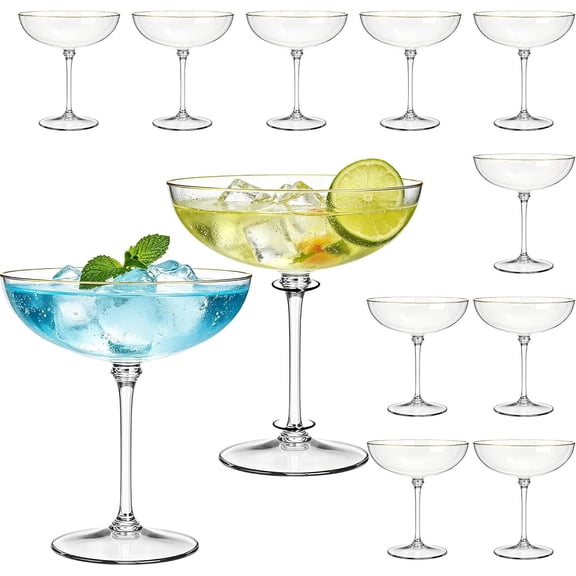 12 count Plastic Coupe Glasses 9oz Clear Disposable Martini Glasses