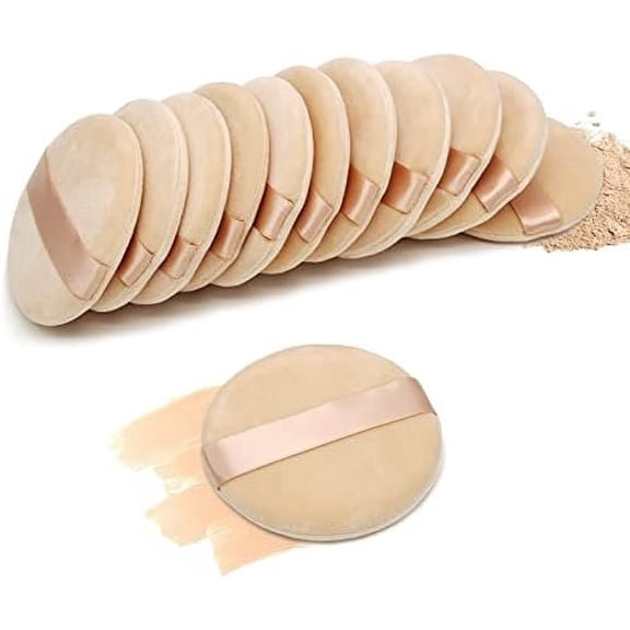 12 count Puff,3.15 inch Round Portable Soft Sponge Puffs, Puff with Ribbon Band Handle for Loose Makeup Tool