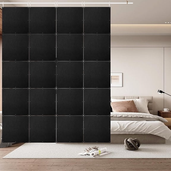 12 count Room Divider Made of High Density Polyester Fiber Panels for Decorating Bedroom Living Dining Room Kitchen Office Restaurant Hotel Decor(Plain - Black)